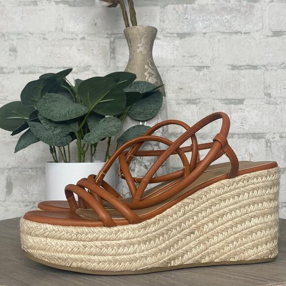 ASOS Design | Brown Platform Wedge Strappy Sandal - Picture 1 of 7